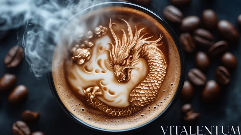 Coffee Cup with Dragon Design AI Image