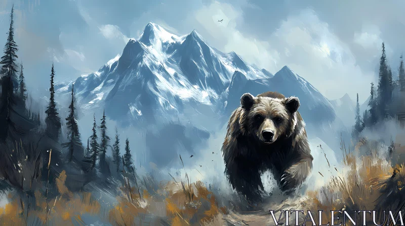 Mountain Bear in Nature AI Image