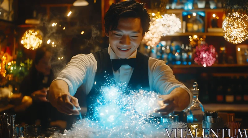 Bartender Creates Magical Cocktail AI Image