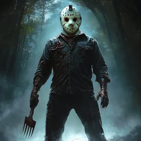 Hockey Masked Horror in Misty Woods