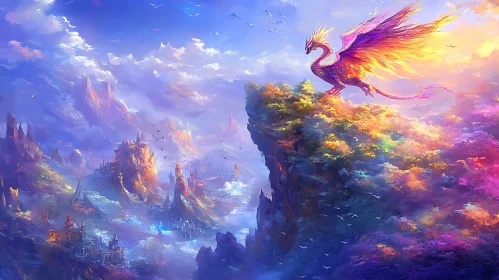 Dragon on Cliff Fantasy Art