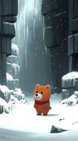 Cartoon Bear in Winter Scene