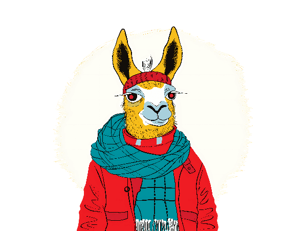 Trendy Llama Illustration T-Shirt Design POD Design