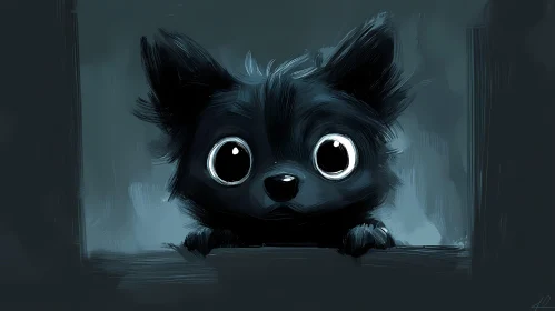 Big-Eyed Puppy Illustration