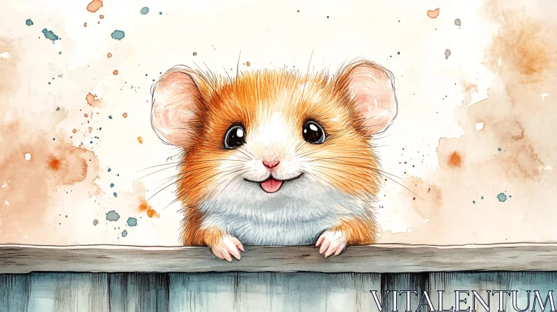 Adorable Hamster Peeking Over Ledge Art AI Image