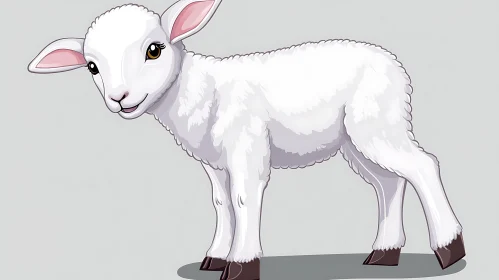 White Lamb Cartoon Illustration