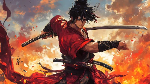 Warrior with Swords Digital Art