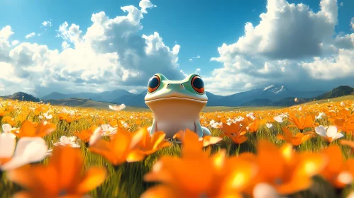 Serene Meadow with Frog