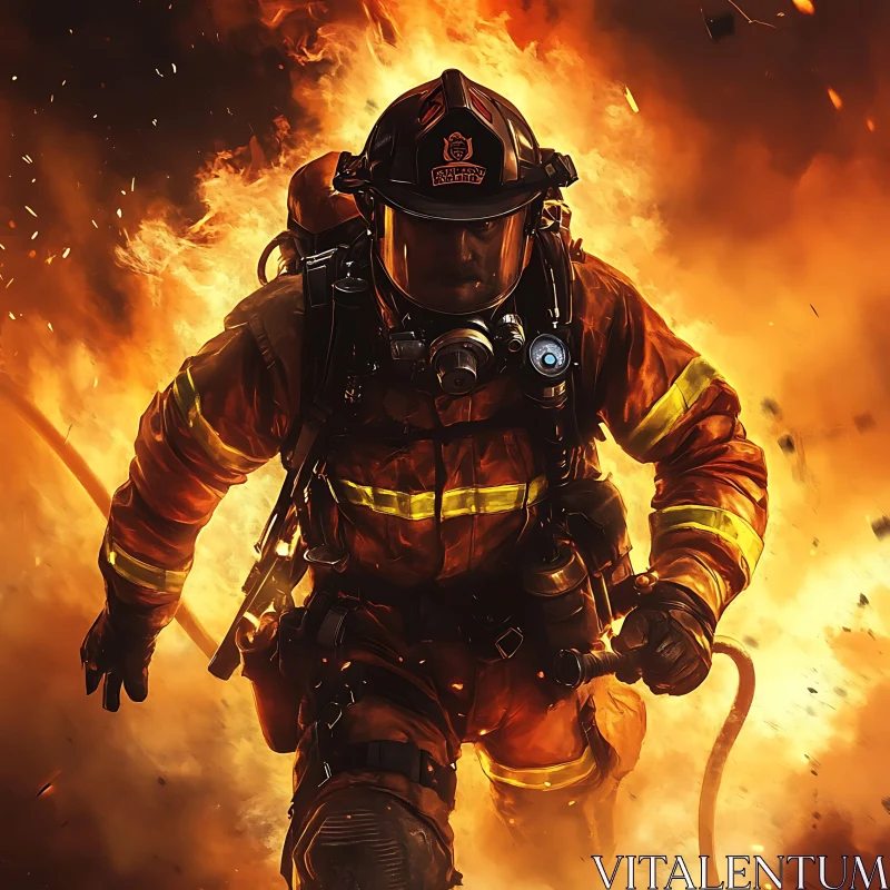 Firefighter in Action AI Image