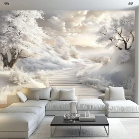 Elegant Winter-Themed Living Space