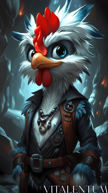 Fantasy Rooster Character Illustration AI Image