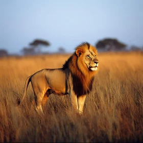 Lion Portrait in Golden Light