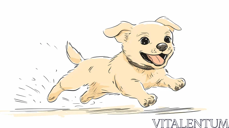 Playful Puppy Cartoon Artwork AI Image