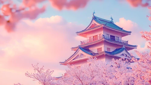 Japanese Castle in Spring Bloom