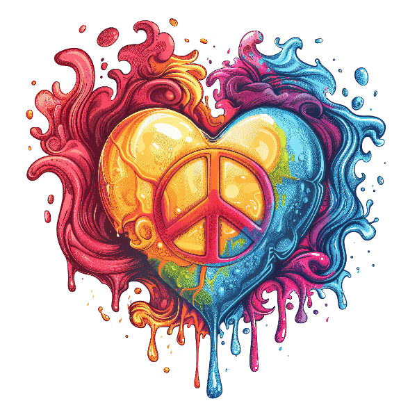 Vibrant Heart with Peace Symbol Design