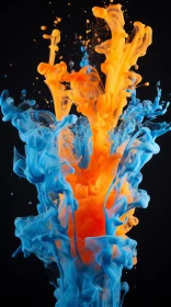 Blue and Orange Ink Splash: A Flamboyant Display of Color