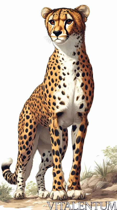 Graceful Cheetah on Rocky Terrain AI Image