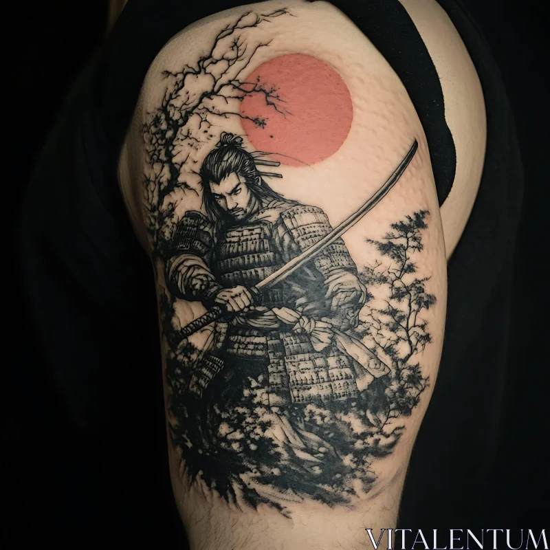 AI ART Warrior Tattoo with Sword and Sun