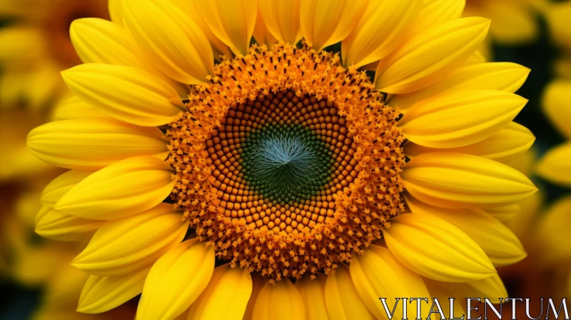 Close-Up Sunflower in Natural Symmetry and Cheerful Colors AI Image