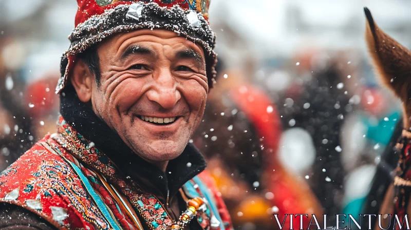 Smiling Man Portrait in Winter AI Image