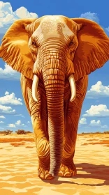 Elephant in the Golden Savannah