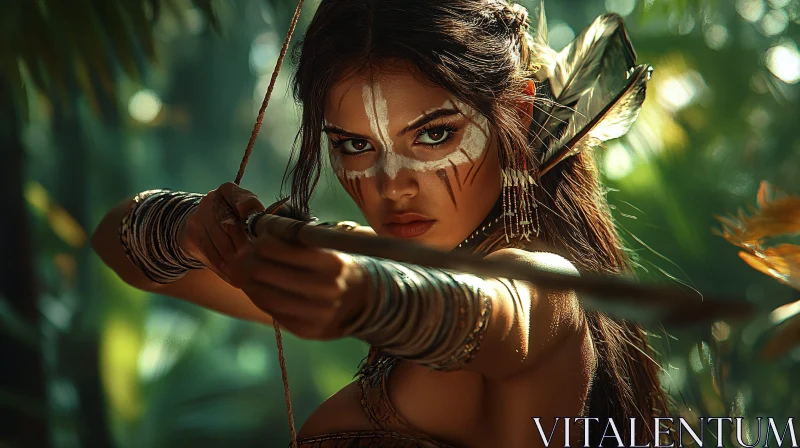 Tribal Archer in the Forest AI Image