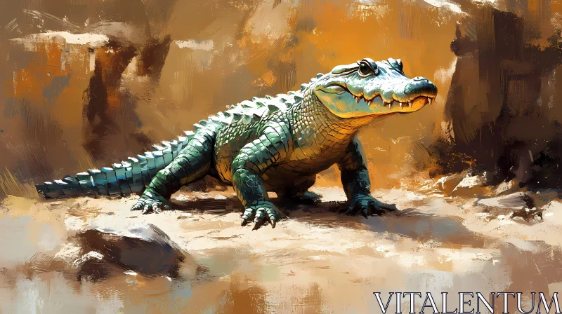 Crocodile in Sunlight Art AI Image