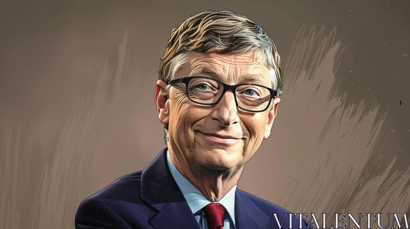 AI ART Artistic Bill Gates Portrait - Microsoft Co-Founder