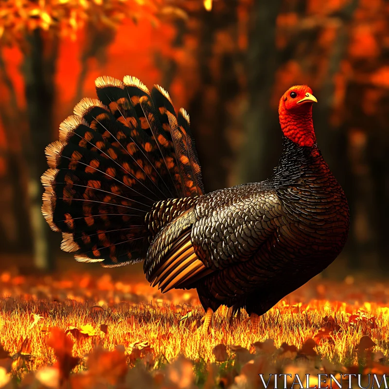 Autumnal Turkey Portrait AI Image