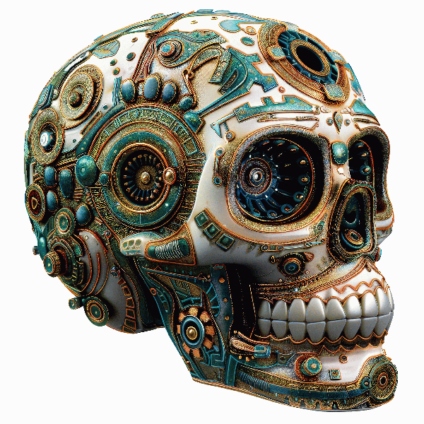 Futuristic Mechanical Skull Art