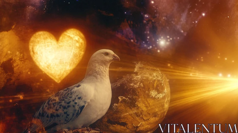 Celestial Dove with Heart Light AI Image