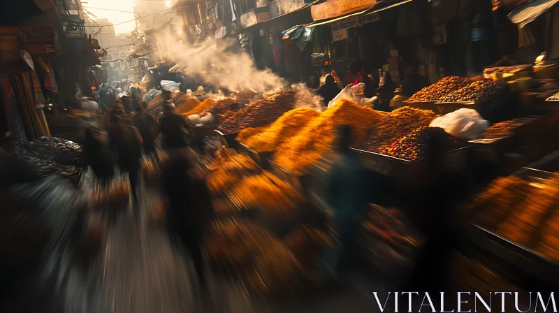 AI ART Motion Blur of a Crowded Market