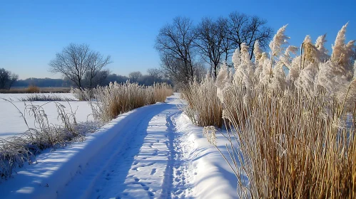 Snowy Path in Winter Scenery