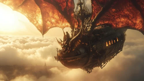 Flying Dragon Airship in the Sky