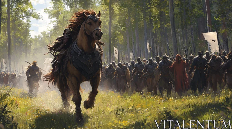 AI ART Warriors on Horseback in Woodland