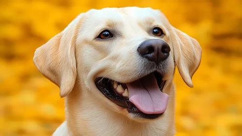 Joyful Dog in Fall Setting