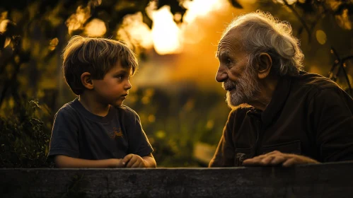 Generational Bond: Sunset Conversation