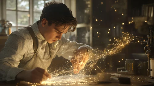 Man Creating Magic with Light