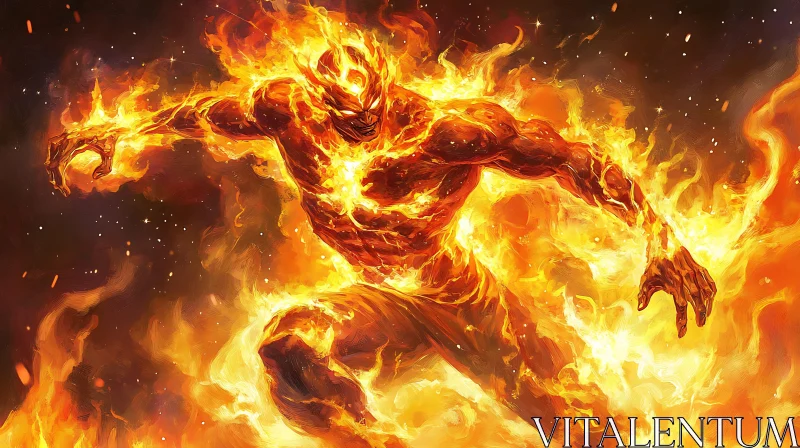 Inferno Figure in Flames AI Image