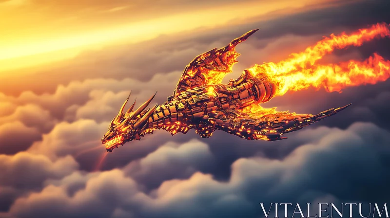 AI ART Golden Dragon in the Heavens