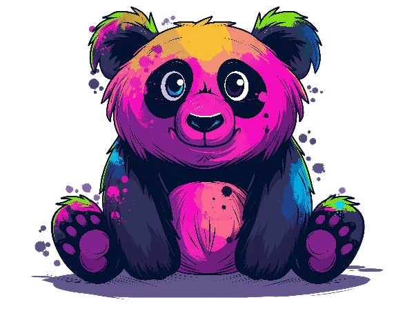 POD Design Neon Panda Art for Apparel