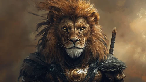 Armored Lion Warrior Portrait