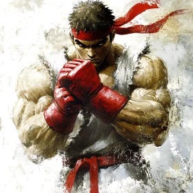 Red Fighter Man Portrait