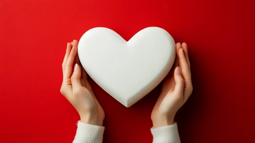 White Heart on Red: Affection Gesture