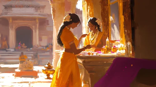 Indian Women at Temple