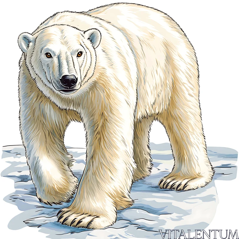 AI ART White Bear on Ice Graphic Art