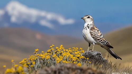 Bird in a field of flowers