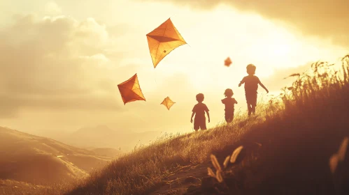 Childhood Joy: Kites at Sunset