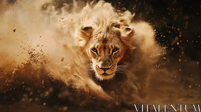 AI ART Lion Emerging from Dust