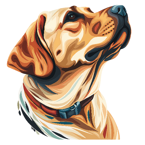 Labrador Retriever Digital Painting with Transparent Background